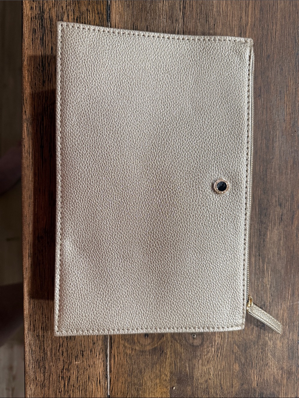 Bvlgari Parfums metallic gold grained leather cosmetic pouch,